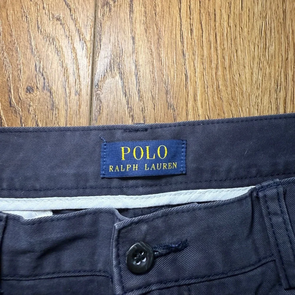 Polo Ralph Lauren Mens Navy Blue Cotton Chino Shorts‎ Size 33 Flat Front Classic